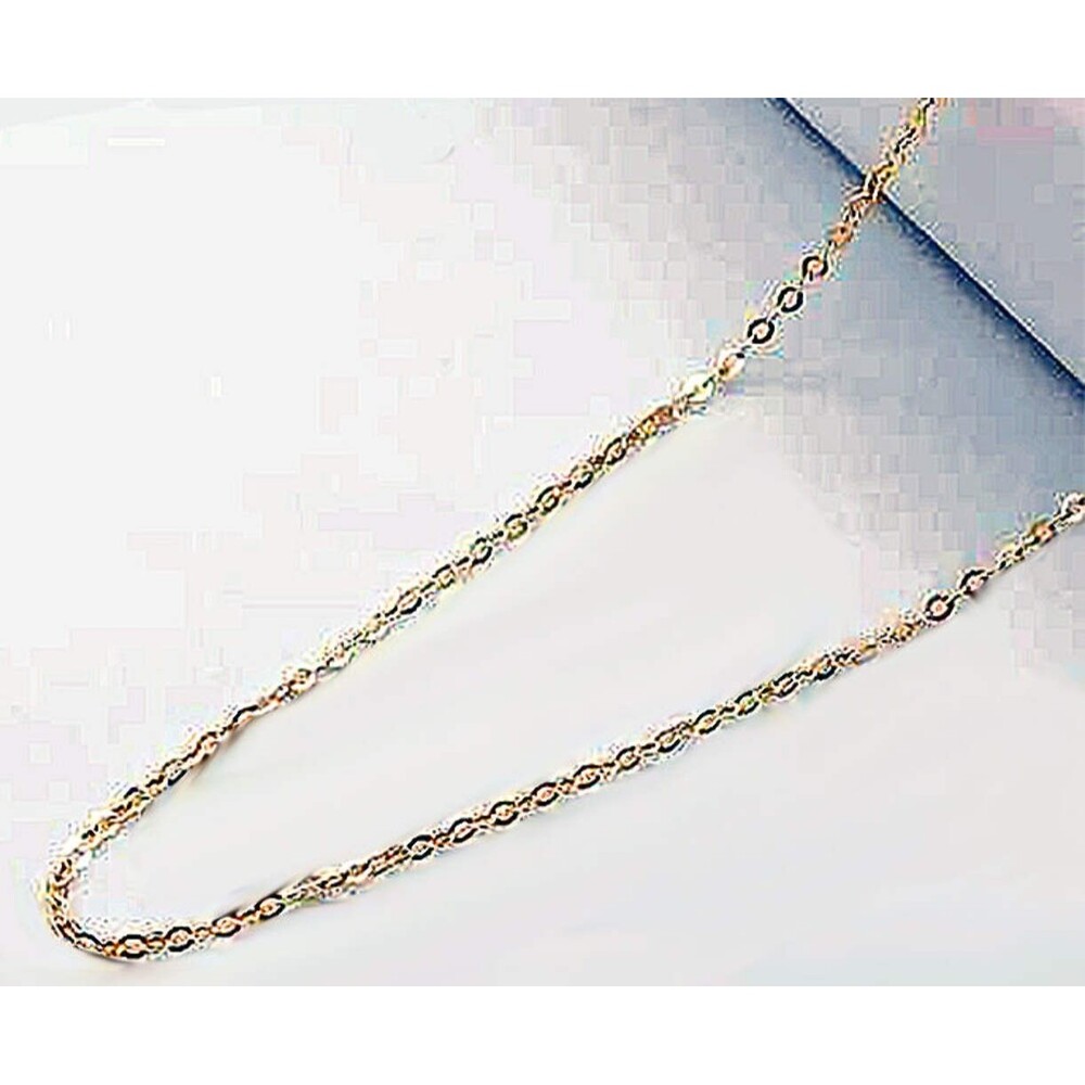 14K Gold 1.0 mm fine Diamond cut Cable Chain 18 inch with Bonus 2" Extender Chai